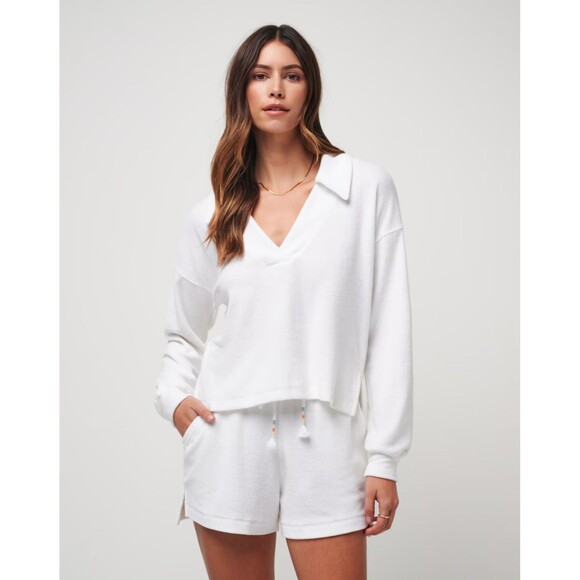 Travis Mathew SET Home Oasis Back In The Sun Baby Terry Top & Shorts White XS - Picture 1 of 16